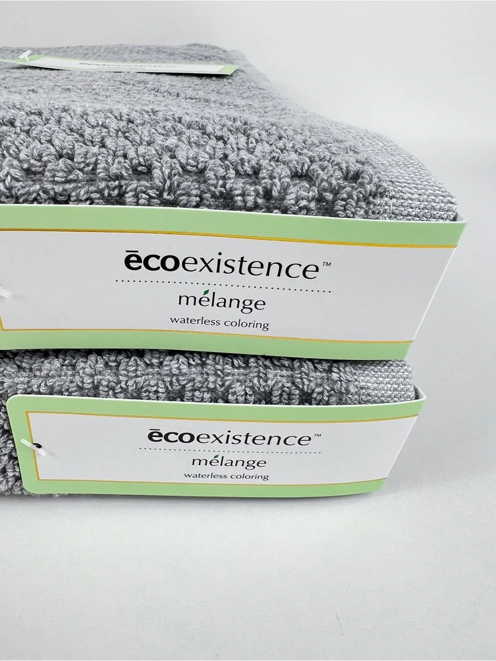 Ecoexistence Mélange Bath Towels Light Gray Waffle Knit Soft Cotton 2 Pc NEW